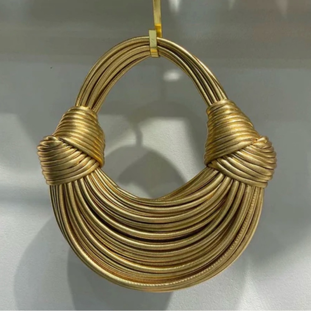 Gold Knot Top Handle Bag | Sculptural Rope Handbag | Statement Piece - Picture 5 of 5